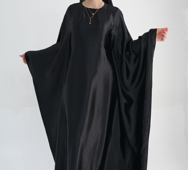 Robe Papillon - Farasha Satin crêpe-Noire