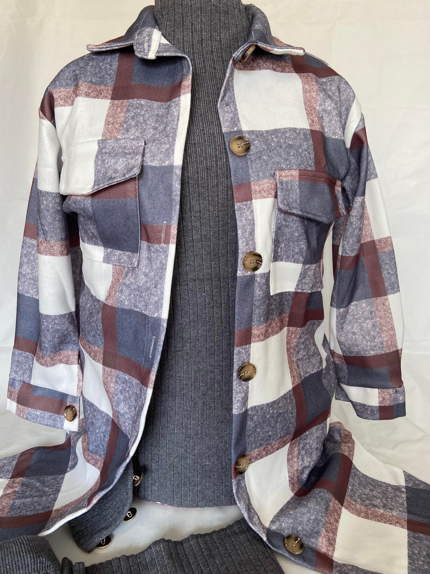 Veste à carreau Aya- Grise