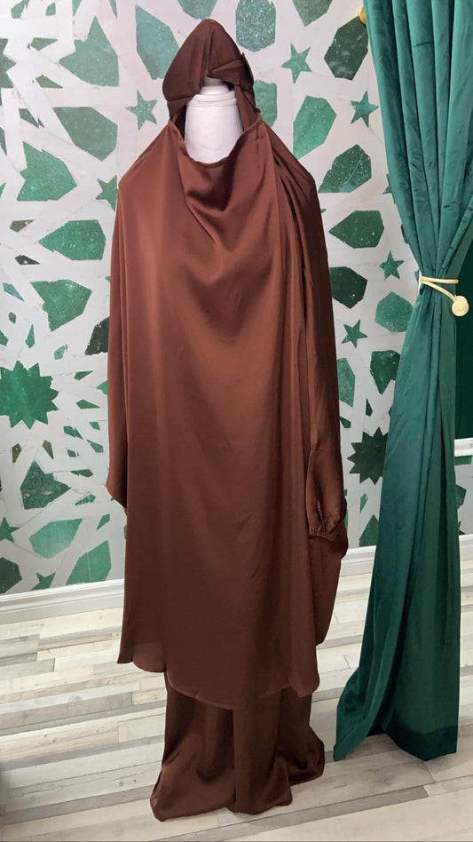 Jilbab premium deux pièces  - Brun
