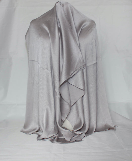 Hijab satin texture argent